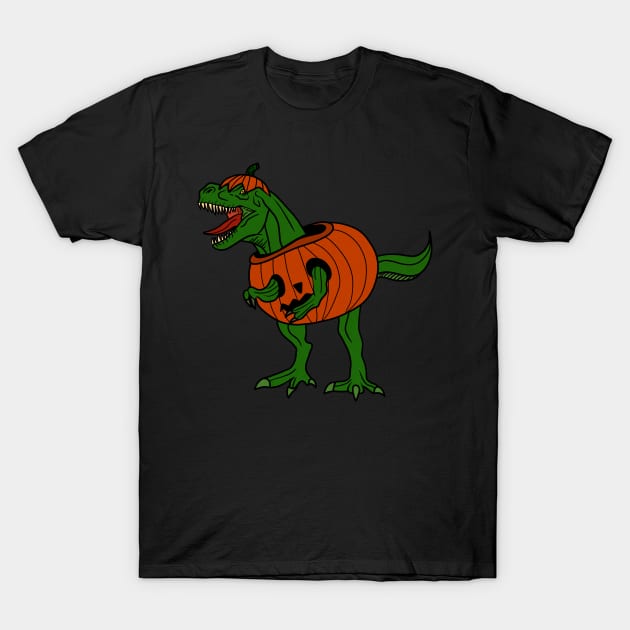 T-rex Dinosaur in Pumpkin, Halloween Costume T-Shirt by dukito